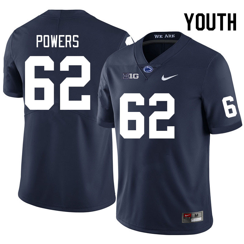 Youth #62 Liam Powers Penn State Nittany Lions College Football Jerseys Stitched Sale-Navy